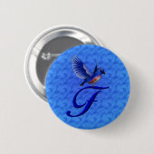 Badge Rond 5 Cm Monogramme élégant Bluebird Initiale F (Devant & derrière)