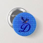 Badge Rond 5 Cm Monogramme élégant initiale D Bluebird (Devant & derrière)