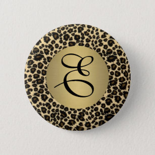 Badge Rond 5 Cm Monogramme Empreinte de léopard