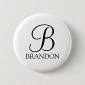 Badge Rond 5 Cm Monogramme et nom de script personnalisé (Devant)