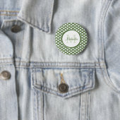 Badge Rond 5 Cm Monogramme et nom des pétoncles verts et blancs mo (En situation)