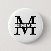 Badge Rond 5 Cm Monogramme et nom personnalisés (Devant)