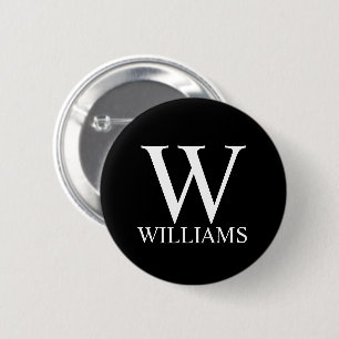 Badge Rond 5 Cm Monogramme et nom personnalisés en noir