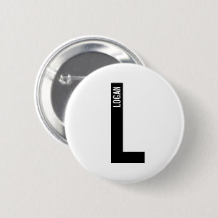 Badge Rond 5 Cm Monogramme et nom personnalisés modernes