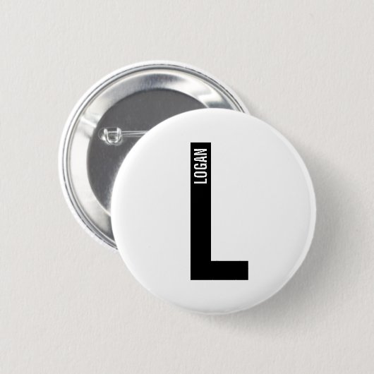 Badge Rond 5 Cm Monogramme et nom personnalisés modernes (Devant & derrière)