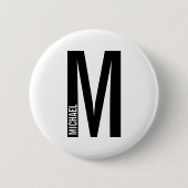 Badge Rond 5 Cm Monogramme et nom personnalisés modernes (Devant)