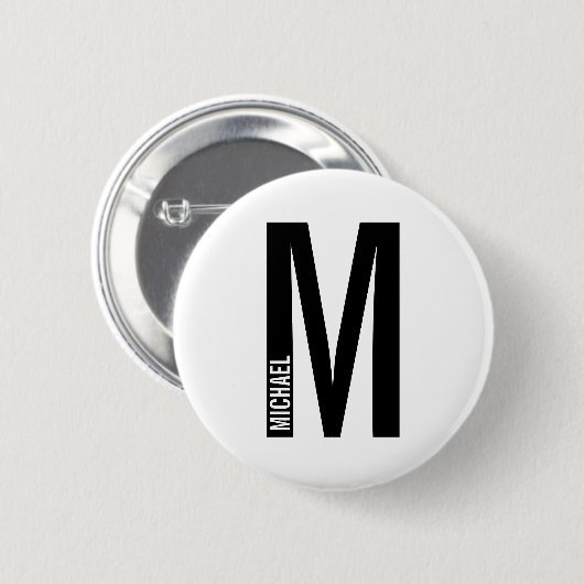 Badge Rond 5 Cm Monogramme et nom personnalisés modernes (Devant & derrière)