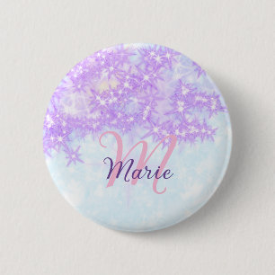 Badge Rond 5 Cm Monogramme étoile pailleté rose violet ajouter let