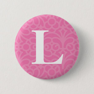 Badge Rond 5 Cm Monogramme floral fleuri - lettre L