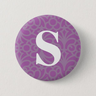 Badge Rond 5 Cm Monogramme floral fleuri - lettre S