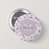 Badge Rond 5 Cm Monogramme Floral Moderne Avec Nom (Devant & derrière)