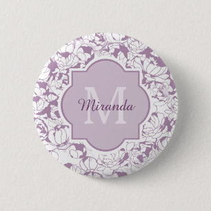 Badge Rond 5 Cm Monogramme Floral Moderne Avec Nom
