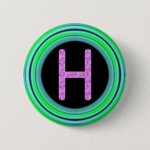Badge Rond 5 Cm Monogramme "H "