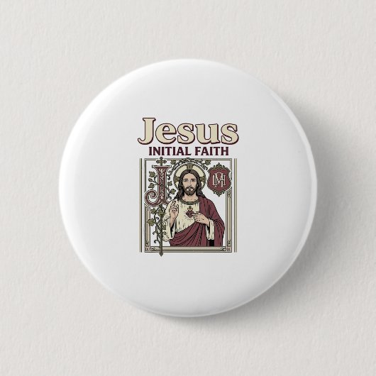 Badge Rond 5 Cm Monogramme initial de Jésus Foi Monogramme initial (Devant)