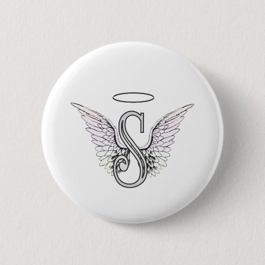 Badge Rond 5 Cm Monogramme initial de la lettre S avec des ailes (Devant)