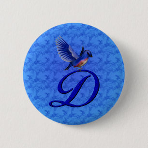 Badge Rond 5 Cm Monogramme initial de l'éléon Bluebird D