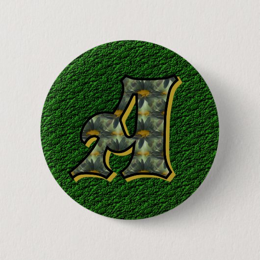Badge Rond 5 Cm Monogramme Initiale A Fleurs de Marguerites Art (Devant)
