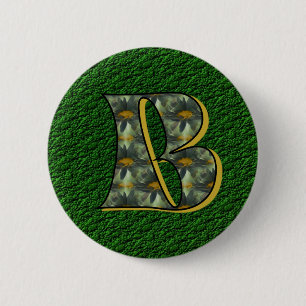 Badge Rond 5 Cm Monogramme Initiale B Fleurs de Marguerites Art