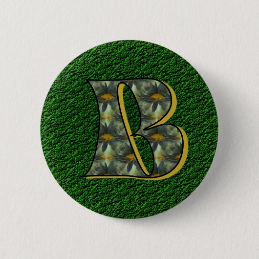 Badge Rond 5 Cm Monogramme Initiale B Fleurs de Marguerites Art (Devant)