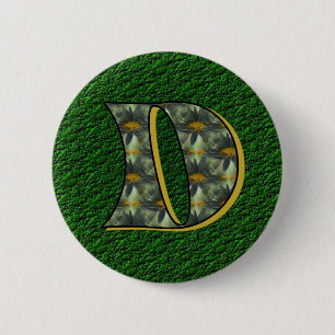 Badge Rond 5 Cm Monogramme initiale D Art de fleur de marguerite