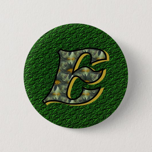 Badge Rond 5 Cm Monogramme Initiale E Fleurs Artistiques de Margue (Devant)