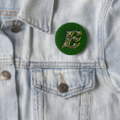 Badge Rond 5 Cm Monogramme Initiale E Fleurs Artistiques de Margue (En situation)