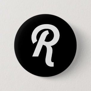 Badge Rond 5 Cm Monogramme initiale lettre R minimaliste vintage