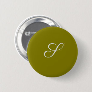 Badge Rond 5 Cm Monogramme initiale minimaliste vert sauge 