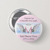 Badge Rond 5 Cm Monogramme | Lettre M | Ajouter un nom | Mémorial (Devant & derrière)