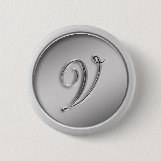 Badge Rond 5 Cm Monogramme "Lettre V" (Devant)
