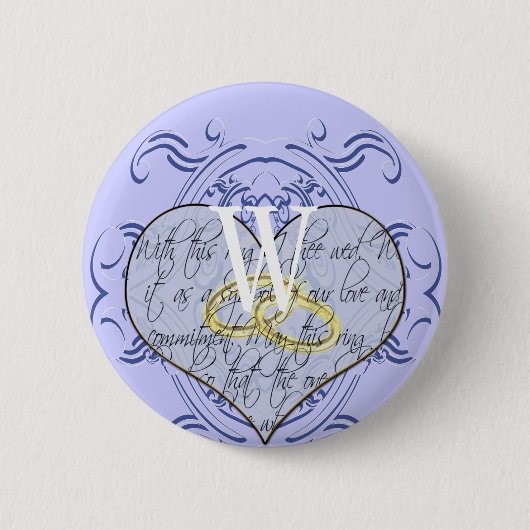 Badge Rond 5 Cm Monogramme Mariage Vow Heart (Devant)