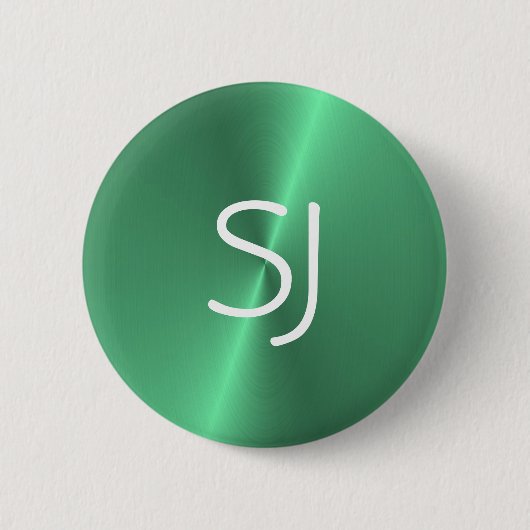 Badge Rond 5 Cm Monogramme métallique vert brillant (Devant)