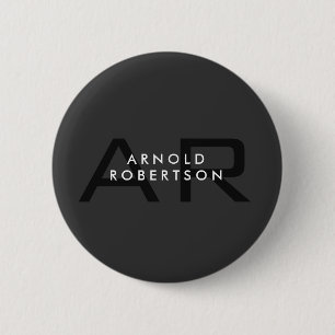 Badge Rond 5 Cm Monogramme moderne Gris clair tendance Ajouter un 