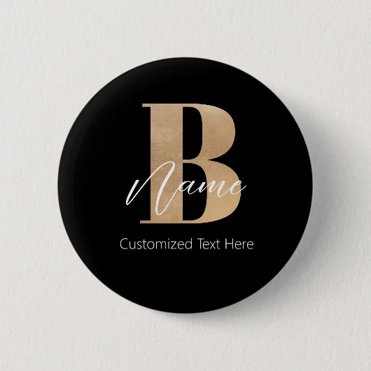 Badge Rond 5 Cm Monogramme moderne Initiale B & Nom Personnalisé (Devant)