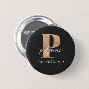 Badge Rond 5 Cm Monogramme moderne Initiale P & Nom Personnalisé