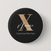 Badge Rond 5 Cm Monogramme Moderne Initiale X & Nom Personnalisé (Devant)