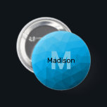 Badge Rond 5 Cm Monogramme motif de maillage géométrique dégradé c<br><div class="desc">Monogramme Personnalisez avec votre initiale et votre nom personnalisés. Triangle maillage géométrique avec dégradé bleu foncé clair. motif,  ombre,  maillage,  triangles,  géométrie,  géométrique,  dégradé,  cool,  triangle,  clair,  bleu,  cyan</div>