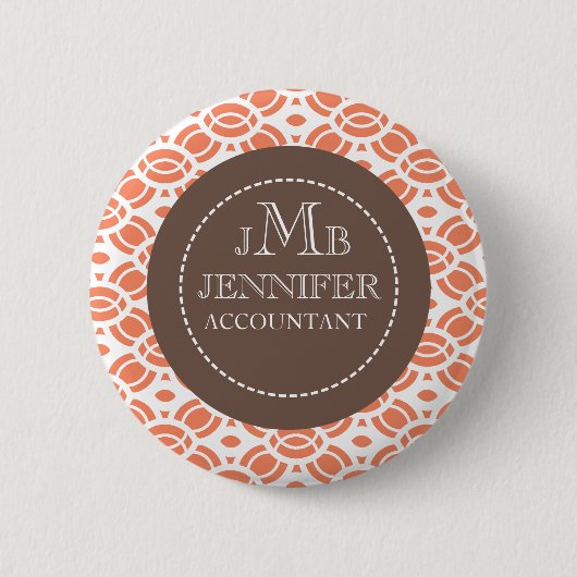 Badge Rond 5 Cm Monogramme Nom du Motif Boutons d'insigne orange b (Devant)