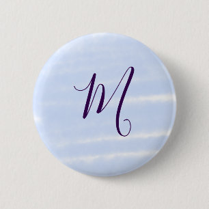 Badge Rond 5 Cm Monogramme nom lettre rétro aquarelle pastel viole