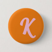 Badge Rond 5 Cm Monogramme orange et rose (Devant)