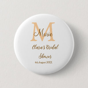 Badge Rond 5 Cm Monogramme orange pour la fête de mariage avec nom