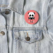 Badge Rond 5 Cm Monogramme Panda mignon rose personnalisé (En situation)
