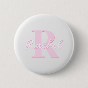 Badge Rond 5 Cm Monogramme personnalisable   Ombre rose et gris