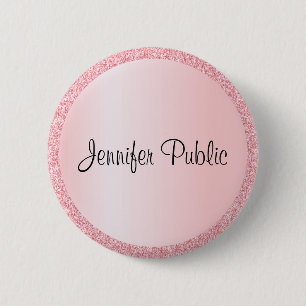 Badge Rond 5 Cm Monogramme personnalisé Modèle Élégant Rose or