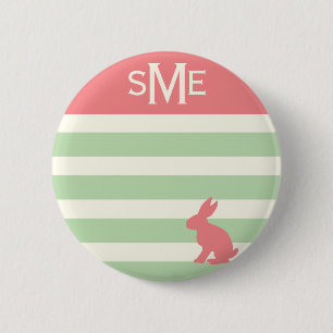Badge Rond 5 Cm Monogramme personnalisé par rayure mignonne de