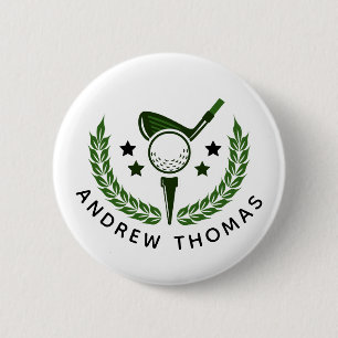Badge Rond 5 Cm Monogramme personnalisé simple pour golfeur