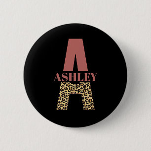 Badge Rond 5 Cm Monogramme personnalisé Un Empreinte de léopard ro