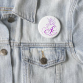 Badge Rond 5 Cm Monogramme Princesse Fairy -A- Bouton (En situation)