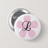 Badge Rond 5 Cm Monogramme rose L de fleur (Devant & derrière)
