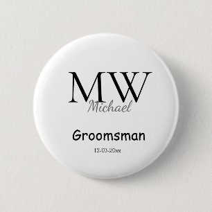 Badge Rond 5 Cm monogramme simple personnalisé nom garçon d'honneu